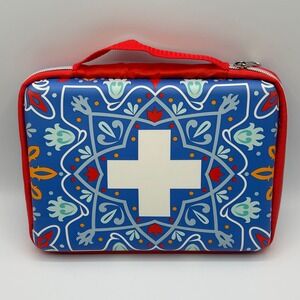 Johnson & Johnson First Aid Bag Zip Around Case Blue Medallion Cross Travel